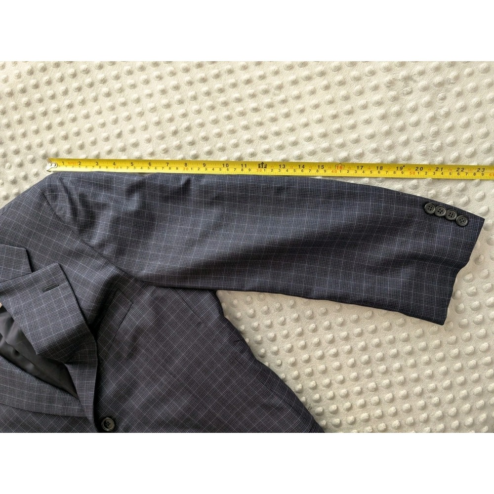 Ermenegildo Zegna Wool Blazer Men's 38R Saks Fifth Avenue Check Navy Jacket - Picture 12 of 16